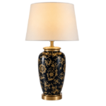 Black & Gold Floral Porcelain Table Lamp