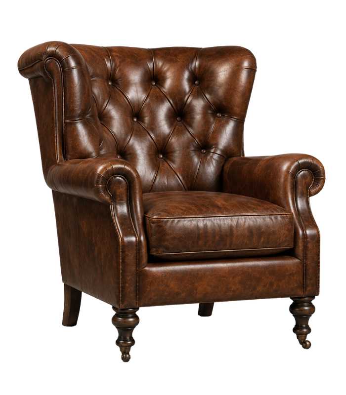 Untitled design - 2026-06-16T181038.274 Classic Chesterfield Leather Wingback Armchair - Image 1