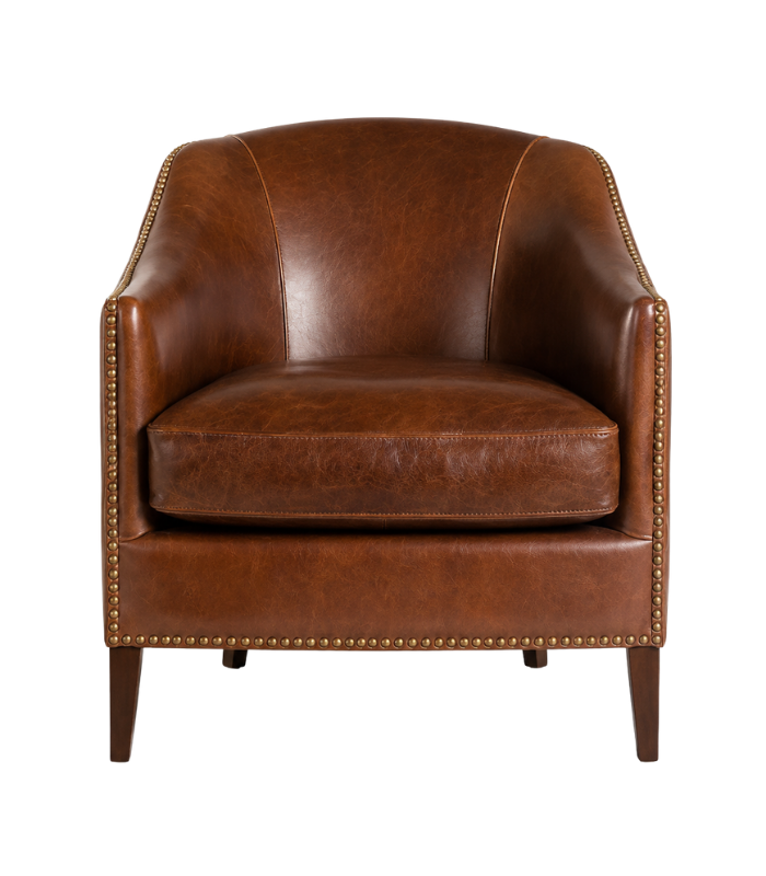 need description content (4) Vintage Brown Leather Accent Chair - Image 1